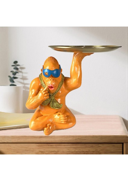 Hayvan Heykel Tepsisi Ekran Makyaj Depolama Bileziği Ev Banyo Dekor 12X12X22CM Turuncu (Yurt Dışından) fırsatları