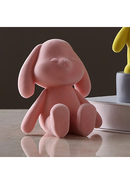 Tavşan Figürin Tavşan Figürü Reçine Heykeli Kitaplık Masaüstü Ev Dekoru Pembe Oturur (Yurt Dışından) indirimleri
