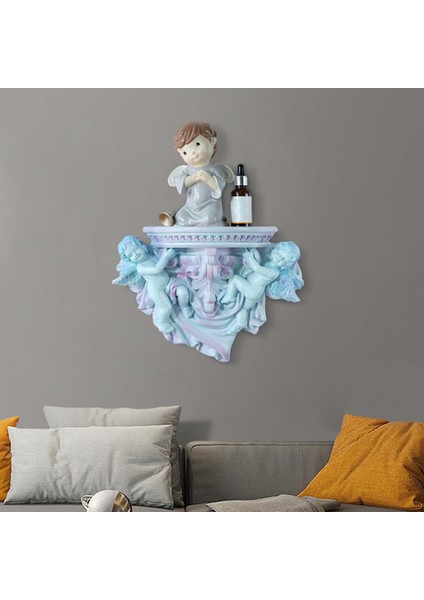 Çok Işlevli Duvar Yüzen Raf Ekran Heykel Oturma Odası Ev Dekor Açık Mavi (Yurt Dışından) indirimleri