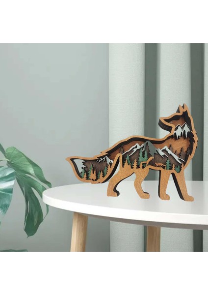 Ahşap Tilki Heykel Heykel Hayvan Figürin Pencere Koleksiyonları Ev Dekor (Yurt Dışından) modelleri