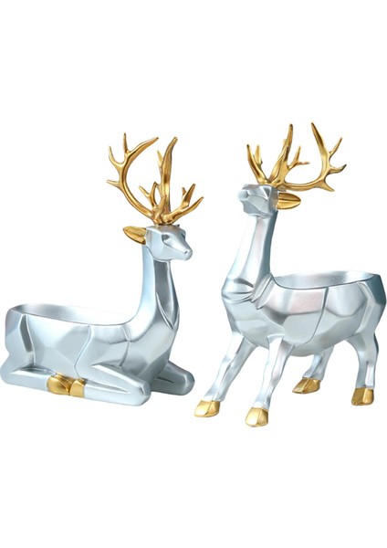 Elk Figürin Heykel Saklama Kutusu Koleksiyon Reçine El Sanatları Geyik Heykelleri Gümüş (Yurt Dışından)