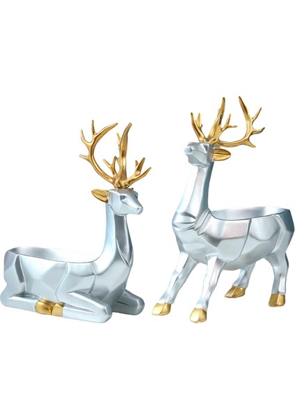 Elk Figürin Heykel Saklama Kutusu Koleksiyon Reçine El Sanatları Geyik Heykelleri Gümüş (Yurt Dışından) fiyatları