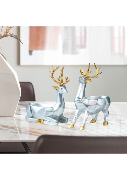 Elk Figürin Heykel Saklama Kutusu Koleksiyon Reçine El Sanatları Geyik Heykelleri Gümüş (Yurt Dışından) fırsatları