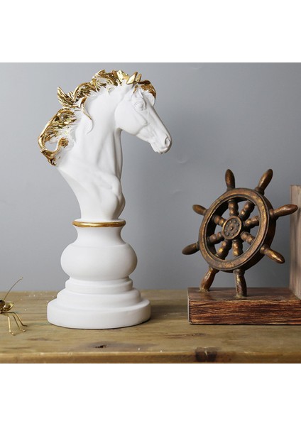 Eşsiz Satranç Heykelleri Beyaz Raf Satranççısı Heykelcik Ev Dekor Süs Hediyeleri Şövalye (Yurt Dışından) modelleri