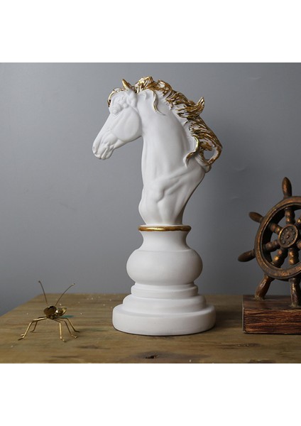 Eşsiz Satranç Heykelleri Beyaz Raf Satranççısı Heykelcik Ev Dekor Süs Hediyeleri Şövalye (Yurt Dışından) fırsatları