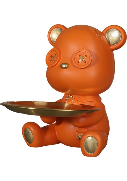 Ayı Masa Depolama Tepsisi Heykel Masa Masası Ücreti Konteyner Moda Heykel Hediye Turuncu (Yurt Dışından)