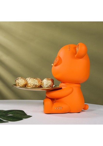 Ayı Masa Depolama Tepsisi Heykel Masa Masası Ücreti Konteyner Moda Heykel Hediye Turuncu (Yurt Dışından) fırsatları