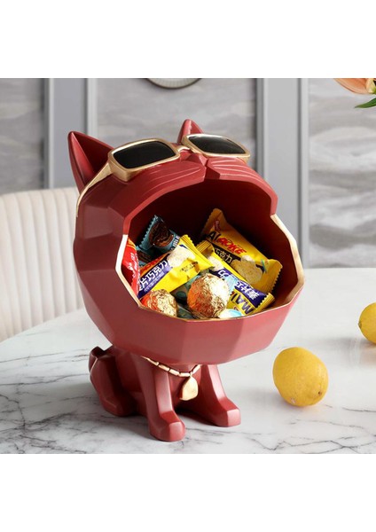 Kedi Depolama Tepsisi Tutucu Heykeli Artware Heykeli Ev Ofis Dekoru Kırmızı (Yurt Dışından) modelleri