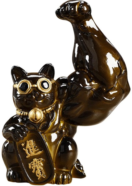 Lucky Cat Figurine Heykel Feng Shui Heykeli Dekorasyon Renk Değişimi Sol (Yurt Dışından)