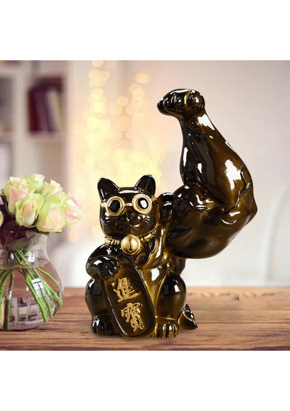 Lucky Cat Figurine Heykel Feng Shui Heykeli Dekorasyon Renk Değişimi Sol (Yurt Dışından) indirimleri