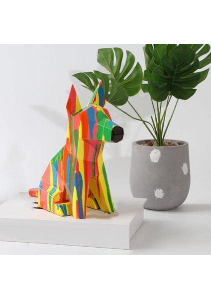 Iskandinav Boyalı Renkli Köpek Heykel Heykel Heykel Masaüstü Süsler Hediye (Yurt Dışından)