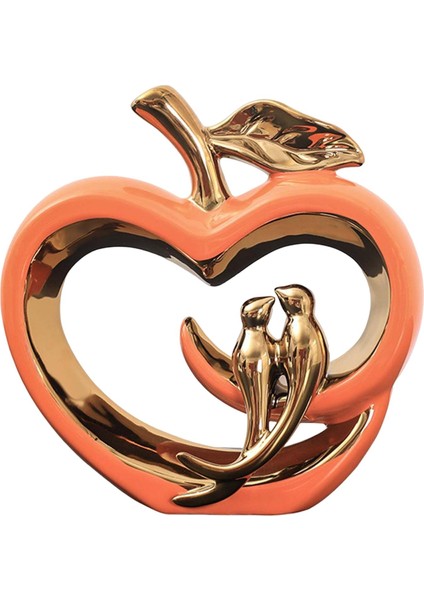 Yaratıcı Seramik Meyve Heykelcik Aşk Kuşları Dolap Kitaplık Sanat Parçası Hediye Turuncu (Yurt Dışından)