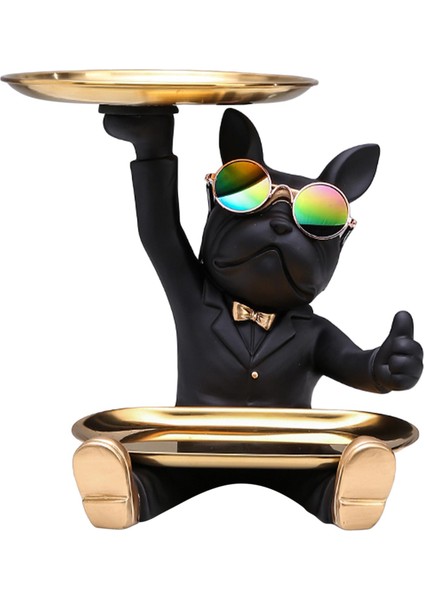 Heykel Köpek Heykeli Sunurlar Masa Black Için Depolama Reçine Organizatörü (Yurt Dışından)