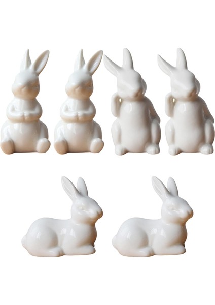6 Adet Heykelcik Paskalya Hayvan Heykeli Kitaplık Masaüstü 6.5x7.3cm (Yurt Dışından)