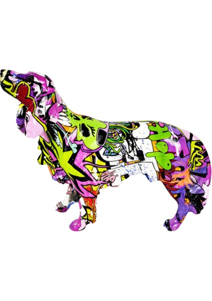 Graffiti Art Çok Renkli Altın Retriever Köpek Heykeli Oturma Odası Süsleme (Yurt Dışından)