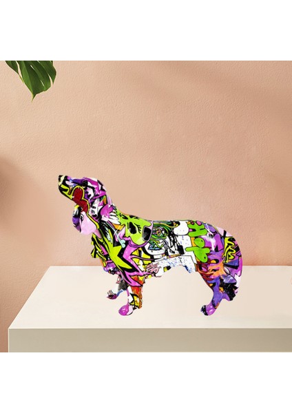 Graffiti Art Çok Renkli Altın Retriever Köpek Heykeli Oturma Odası Süsleme (Yurt Dışından) fırsatları