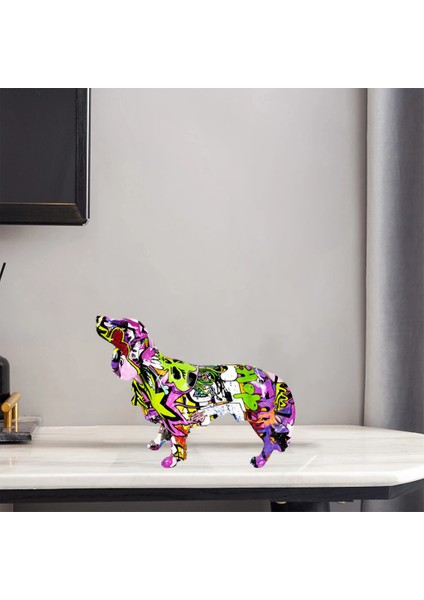 Graffiti Art Çok Renkli Altın Retriever Köpek Heykeli Oturma Odası Süsleme (Yurt Dışından) indirimleri