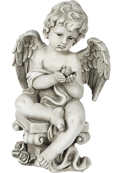 Bahçe Heykel Cherub Angel Bahçe Heykeli Açık Avlu Dekoratif Melek Holding Kuş (Yurt Dışından)