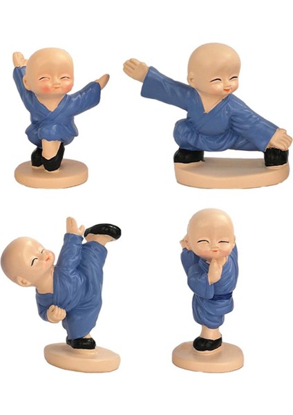 4pcs Küçük Keşiş Heykeli Raf Masaüstü Kitaplık Figürin Dekürü Figürinleri (Yurt Dışından)