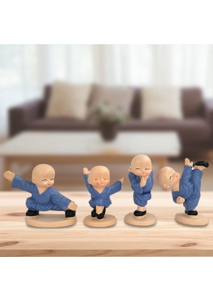 4pcs Küçük Keşiş Heykeli Raf Masaüstü Kitaplık Figürin Dekürü Figürinleri (Yurt Dışından) fırsatları