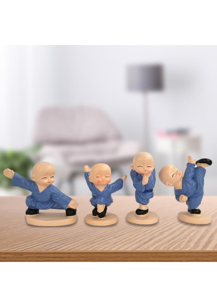 4pcs Küçük Keşiş Heykeli Raf Masaüstü Kitaplık Figürin Dekürü Figürinleri (Yurt Dışından) indirimleri