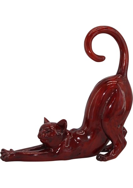 Reçine Cat Figürin Reçine Cat Figürinler Yaratıcı Reçine Kedi Figürinleri Kırmızı (Yurt Dışından)