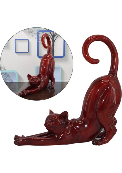 Reçine Cat Figürin Reçine Cat Figürinler Yaratıcı Reçine Kedi Figürinleri Kırmızı (Yurt Dışından)