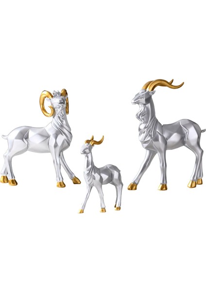 3x Nordic Style Koyun Heykeli Heykelcik Masa Kitabı Gümüş Için Heykel Heykelleri Gümüş (Yurt Dışından)