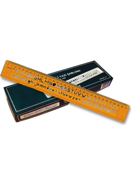 30 Cm. Harf Şablonlu Cetvel