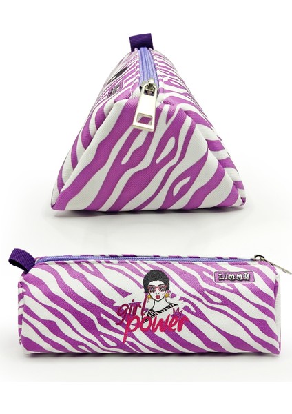 Kalem Kutusu Zebra Desenli Üçgen Kalemkutu Jumbo Vegan Deri Kalemlik - Beyazmor modelleri