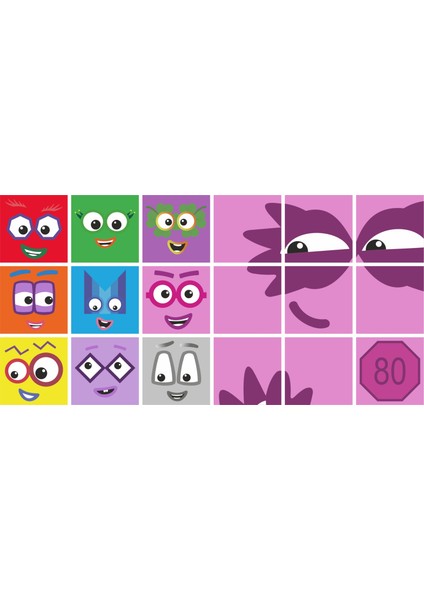 Number Blocks Matematik Eğitici Birim Küp Snapcubes /51-100 Mega Paket Sticker 90 Pcs