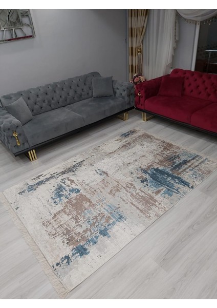 Dijital Baskı Yıkanabilir Kaymaz Taban Halı Ince Yazlık Dekoratif Salon ve Oturma Odası Halısı