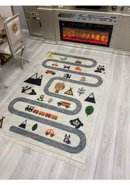 Dijital Baskı Yıkanabilir Kaymaz Taban Halı Ince Yazlık Dekoratif Salon ve Oturma Odası Halısı
