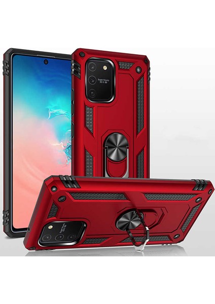 Samsung Galaxy A91 (S10 Lite) Kılıf Tank Zırh Yüzüklü Mıknatıslı Standlı Kapak (Vega) modelleri