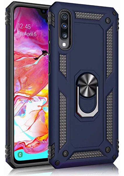 Heptek İletişim Samsung Galaxy A50 Kılıf Tank Zırh Yüzüklü Mıknatıslı Standlı Kapak (Vega)