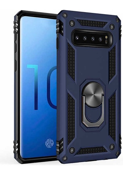 Samsung Galaxy S10 Kılıf Tank Zırh Yüzüklü Mıknatıslı Standlı Kapak (Vega)