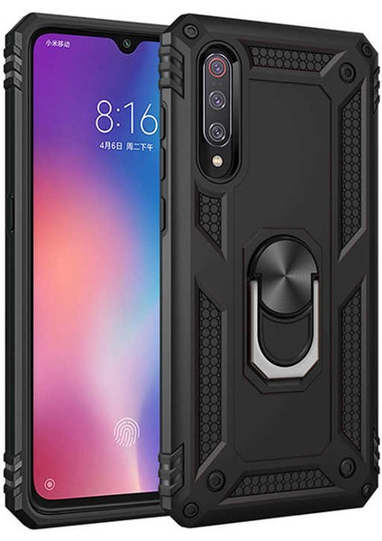 Xiaomi Mi 9 Kılıf Tank Zırh Yüzüklü Mıknatıslı Standlı Kapak (Vega)