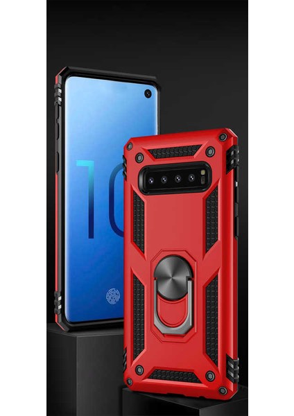 Samsung Galaxy S10 Kılıf Tank Zırh Yüzüklü Mıknatıslı Standlı Kapak (Vega) modelleri