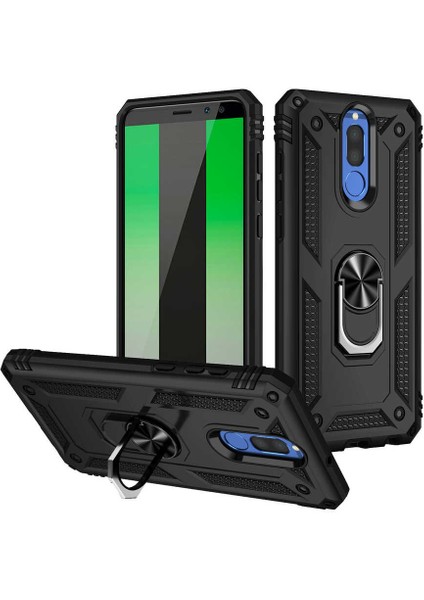 Huawei Mate 10 Lite Kılıf Tank Zırh Yüzüklü Mıknatıslı Standlı Kapak (Vega)