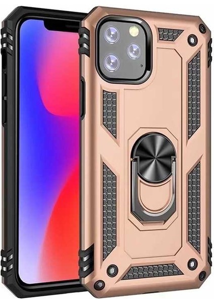 Apple iPhone 11 Pro Max Kılıf Tank Zırh Yüzüklü Mıknatıslı Standlı Kapak (Vega)