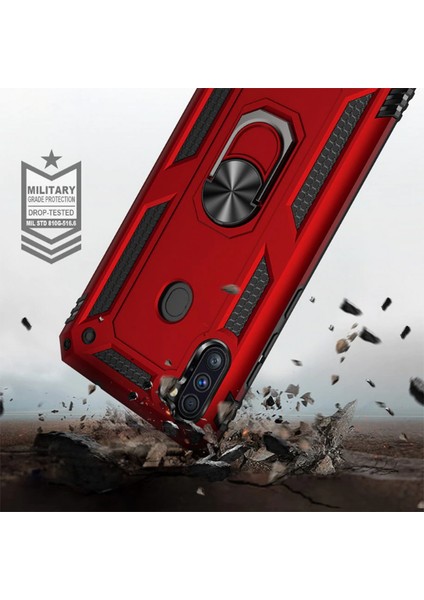 Samsung Galaxy M11 Kılıf Tank Zırh Yüzüklü Mıknatıslı Standlı Kapak (Vega) modelleri