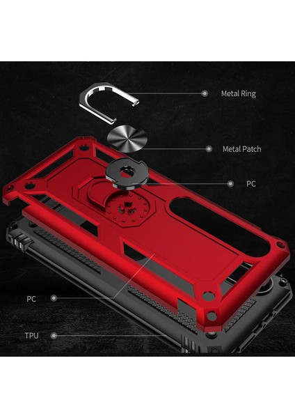 Xiaomi Mi 10 Kılıf Tank Zırh Yüzüklü Mıknatıslı Standlı Kapak (Vega) modelleri