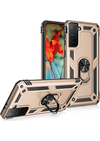 Samsung Galaxy S21 Kılıf Tank Zırh Yüzüklü Mıknatıslı Standlı Kapak (Vega)