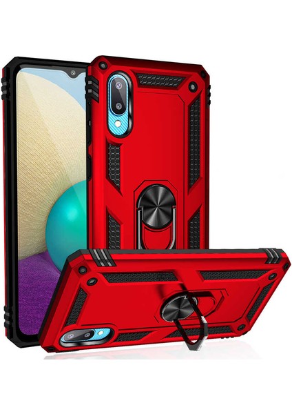 Samsung Galaxy A02 Kılıf Tank Zırh Yüzüklü Mıknatıslı Standlı Kapak (Vega) fiyatları