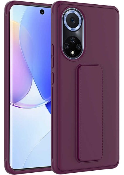 Huawei Nova 9 Kılıf Standlı Lansman Yumuşak Dokulu Renkli Esnek Silikon Kapak (Qstand)