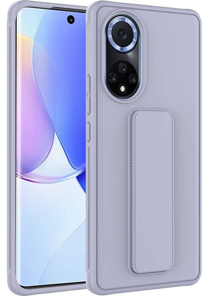 Huawei Nova 9 Kılıf Standlı Lansman Yumuşak Dokulu Renkli Esnek Silikon Kapak (Qstand)