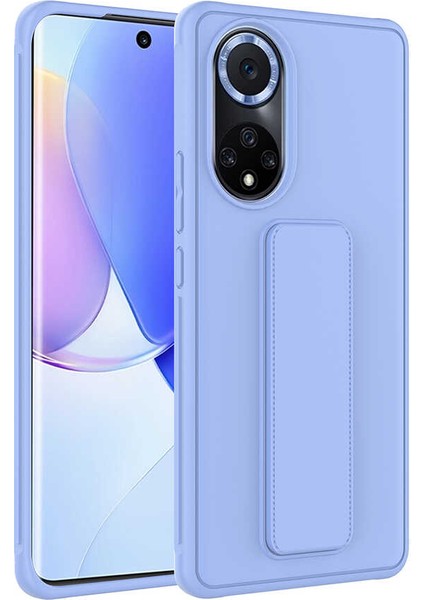 Huawei Nova 9 Kılıf Standlı Lansman Yumuşak Dokulu Renkli Esnek Silikon Kapak (Qstand)