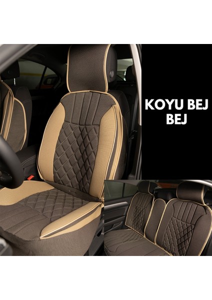 Peugeot 4007 Lüx Oto Koltuk Minderi Ön Arka 5'li Set Elegance Serisi Koyu Bej