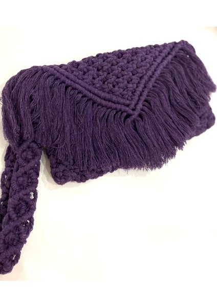 Makrome Clutch Püsküllü Çanta