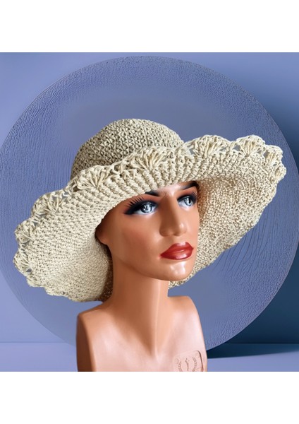 Hasır Örgü Plaj Şapkası modelleri